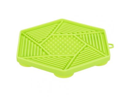 Lick´n´Snack HEXAGON s přísavkami - podložka k pomalému krmení, 17 cm, TPR/plast, zelená