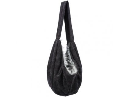 Měkká přední taška - gondola s vnitřní kožešinou,  22 x20 x 60 cm, černá/šedá (nosnost do 5 kg)