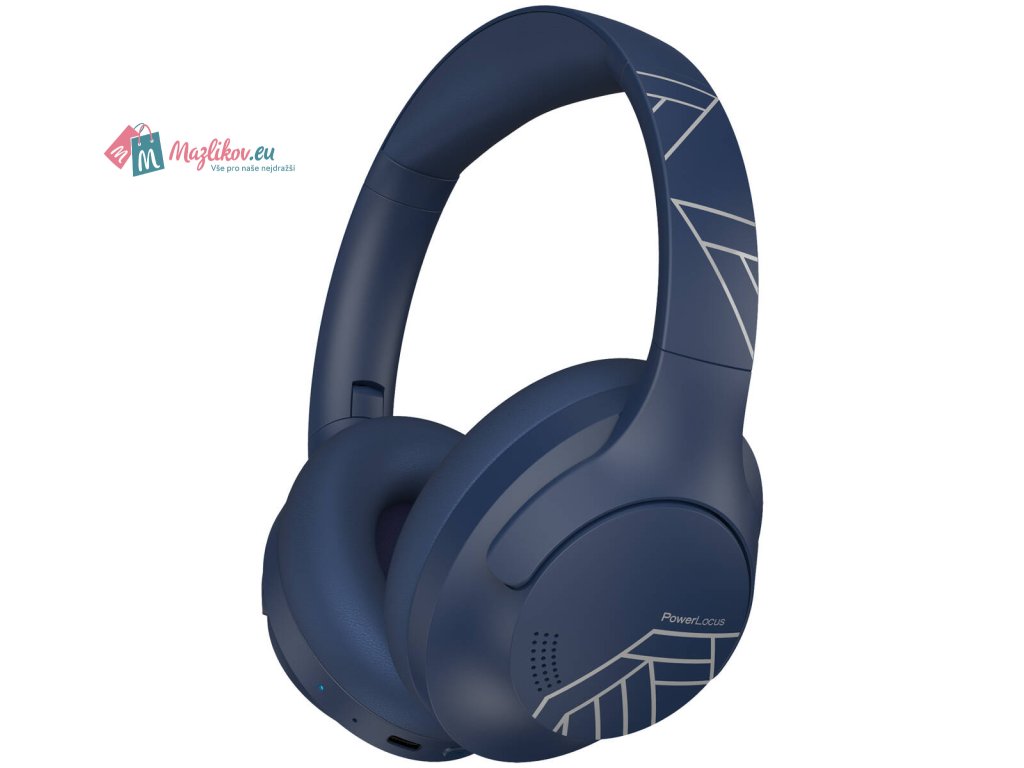 PowerLocus P3 wireless headphones navy blue and silver mazlikov.eu