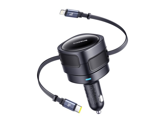 Baseus Enjoyment Max autonabíječka s USB-C + Lightning kabely 60W černá