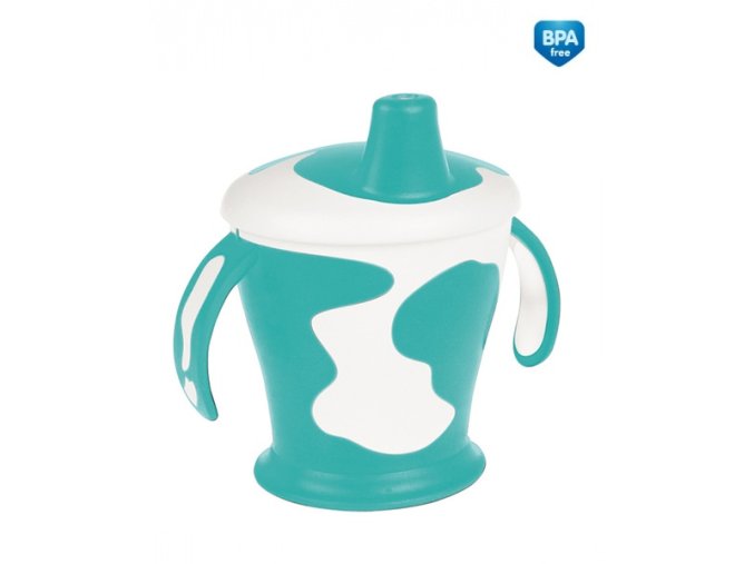 CANOPL 31/404 Kubek niekapek krówka z uchwytami  250 ml turkus