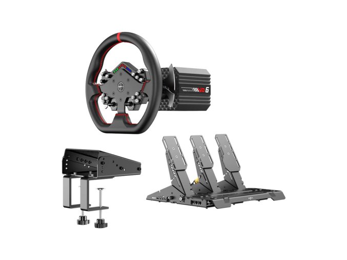 Herní sada PXN VD6 Bundle DP - základna VD6 + volant WDS R2 + pedály + svorka Z9