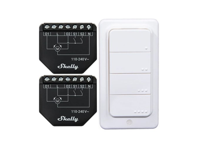 Set of 2 Blind/curtain WiFi controllers Shelly Shutter + BLU RC Button 4