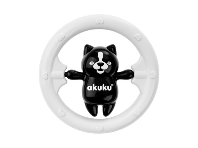AKUKU A0467 Černobílé chrastítko medvídek