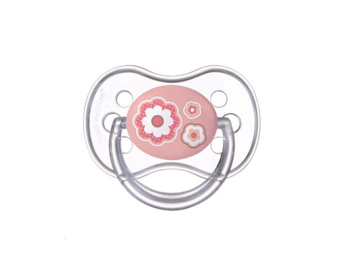 CANPOL 22/581 Symetrický silikonový dudlík 6-18 měsíců Newborn Baby růžový