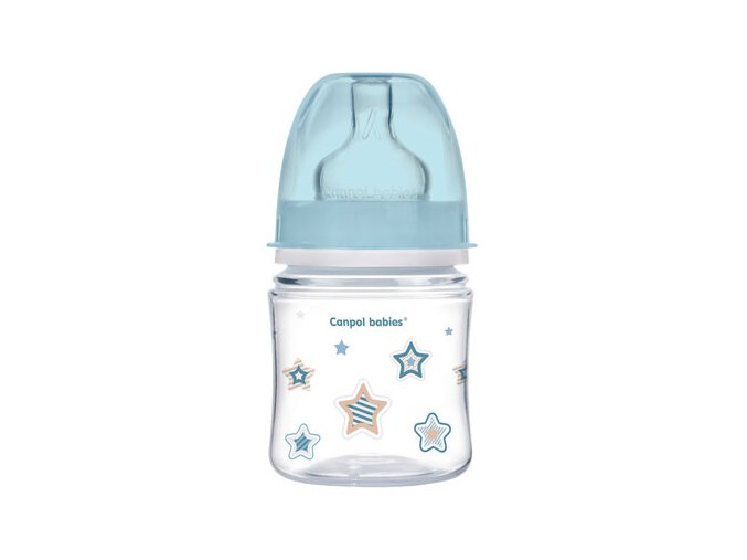 CANPOL 35/216 Butelka szerokootworowa antykolkowa Easystart Newborn Baby 120ml niebieskie gwiazdki