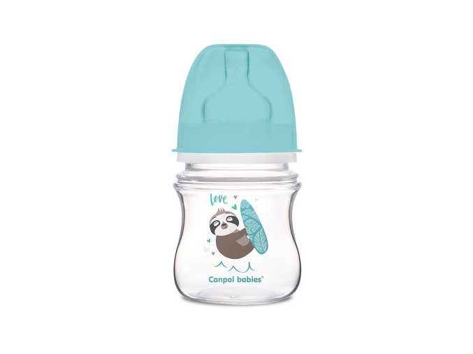 CANPOL 35/220 Širokohrdlá antikoliková láhev EasyStart Exotic 120ml modrá