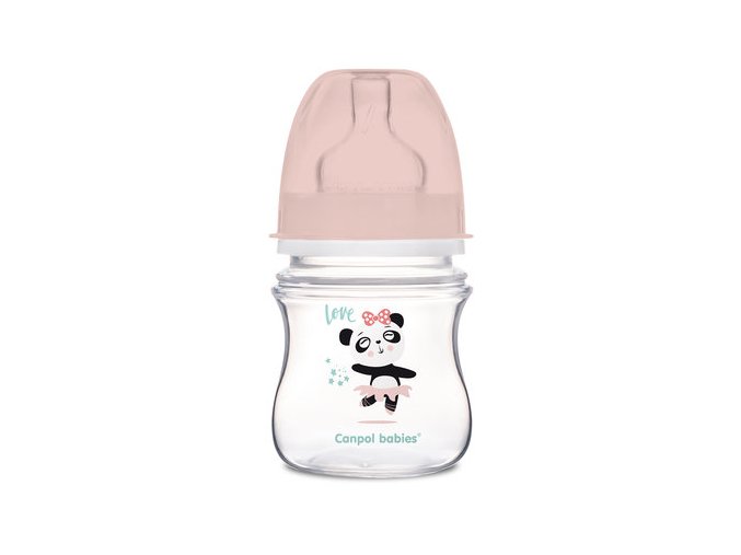 CANPOL 35/220 Širokohrdlá antikoliková láhev EasyStart Exotic 120ml růžová