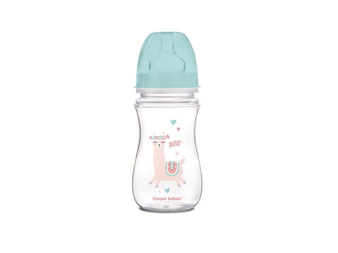 CANPOL 35/221 Širokohrdlá antikoliková láhev EasyStart Exotic 240ml zelená