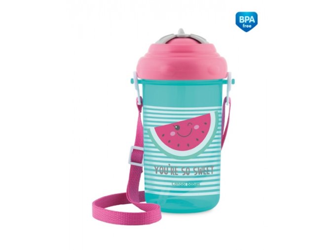 CANPOL 4/102 Bidon se skládací silikonovou trubičkou 400ml So cool pink