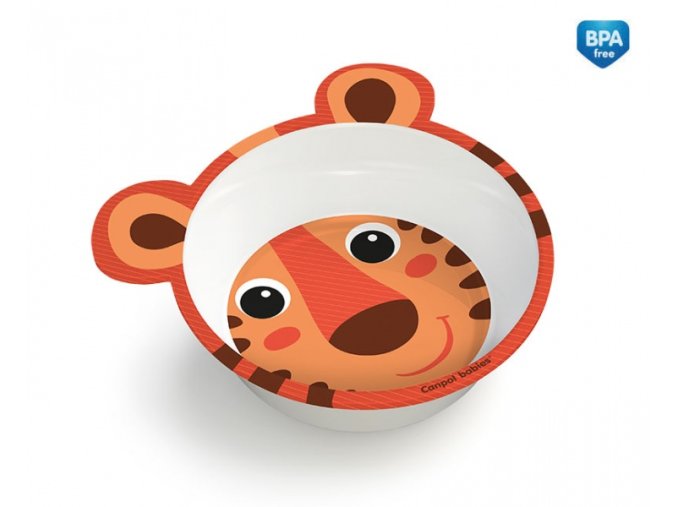 CANPOL 4/520 Melaminová protiskluzová miska s oušky Hello Little orange