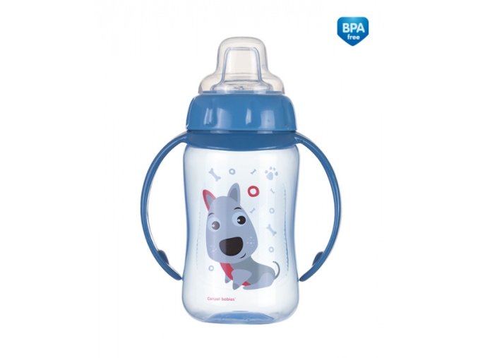 CANPOL 56/512 Tréninkový hrnek se silikonovým náustkem - Cute Animals - modrý pejsek
