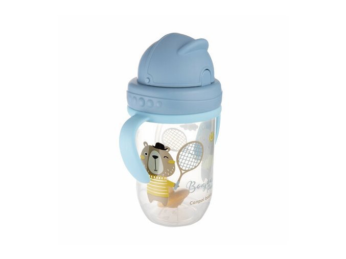 CANPOL 56/607 Odkapávač s trubičkou a závažím 270 ml Bonjour Paris modrý