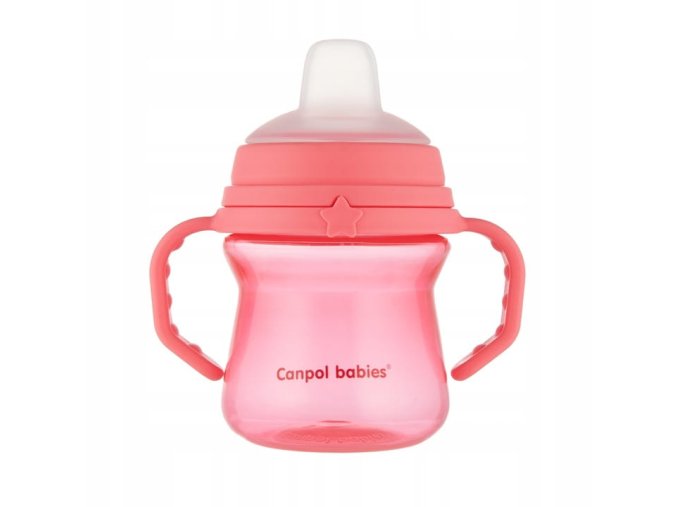 CANPOL 56/614 Hrnek se silikonovým náustkem FirstCup 150ml růžový