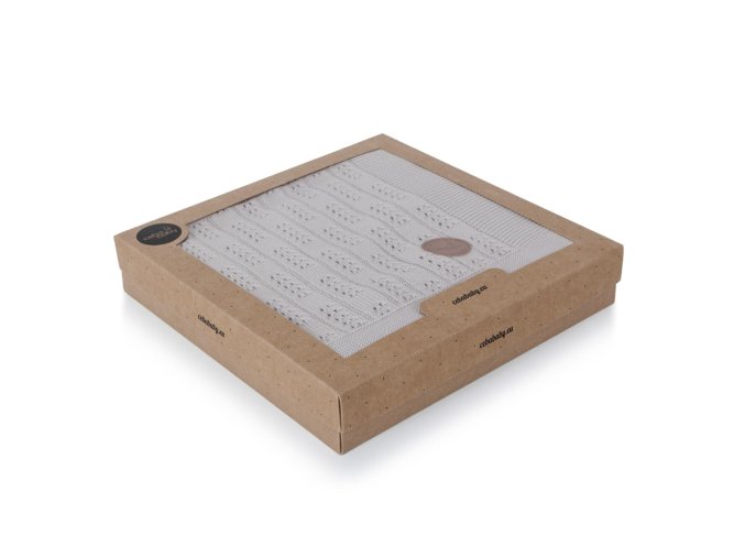 CEBA 812-109-260 Pletená deka 90x90 v dárkové krabici Herringbone grey