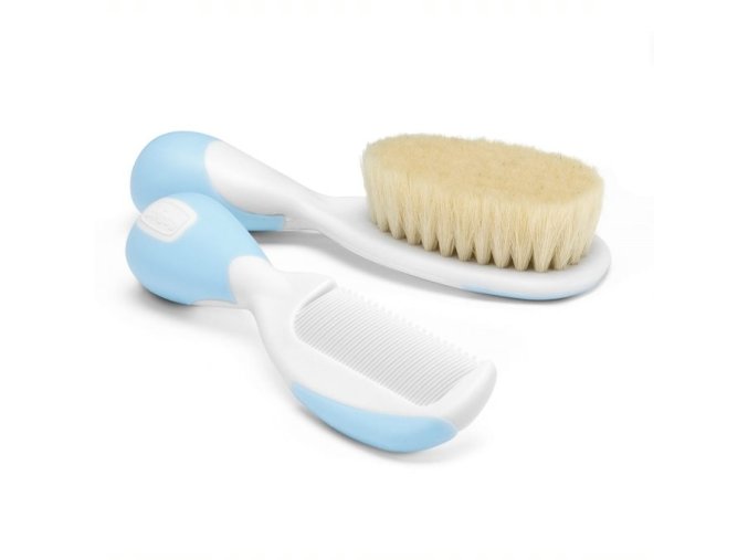CHICCO 00006569200000 Kartáč + hřeben z přírodních štětin modrý
