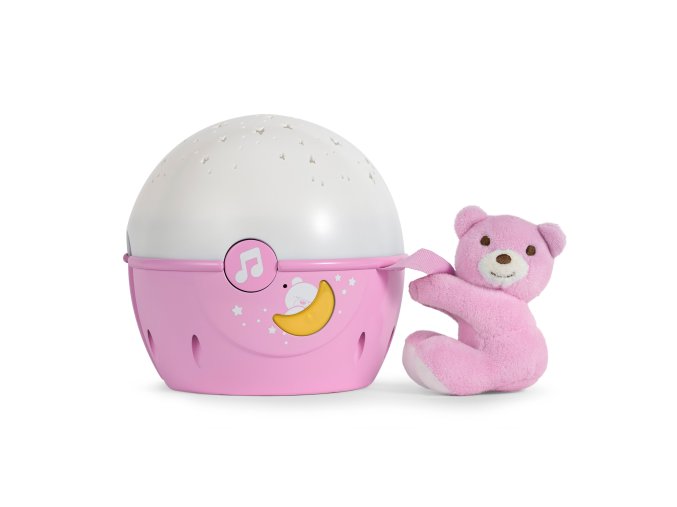 CHICCO 00007647100000 Next2Stars dětská postýlka s projektorem růžová