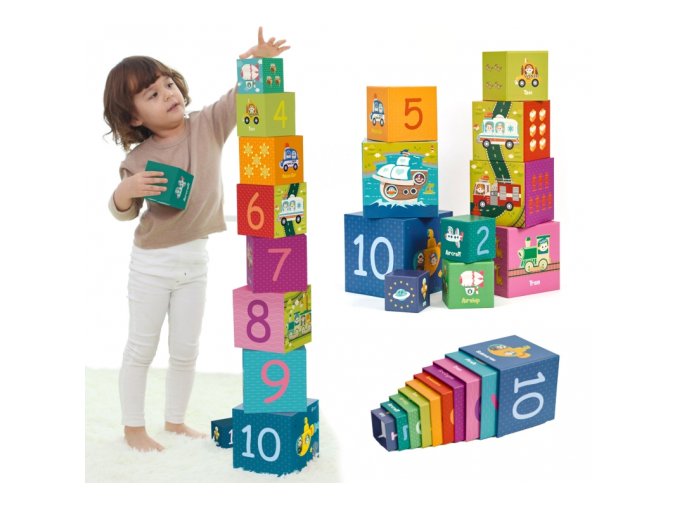 CLASSIC WORLD CW20020 Dopravní puzzle kostky pro výuku angličtiny 10ks