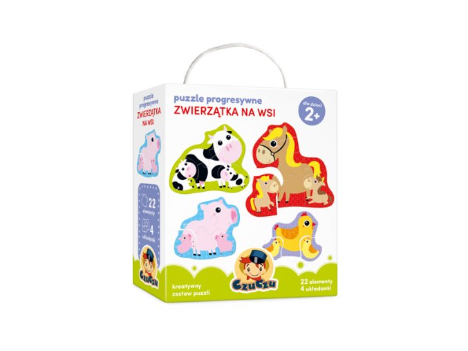 CzuCzu 6199547 Progresivní puzzle 22 el. Zvířata na venkově 2+
