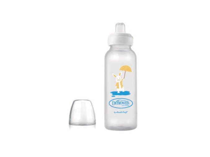 Dr.Browns SB81095 Standardní 250ml láhev se silikonovým nekapajícím náustkem Rabbit