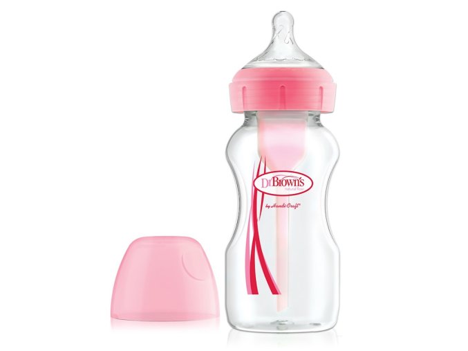 Dr.Browns WB91601 Láhev se širokým hrdlem 270 ml PP OPTIONS PLUS růžová