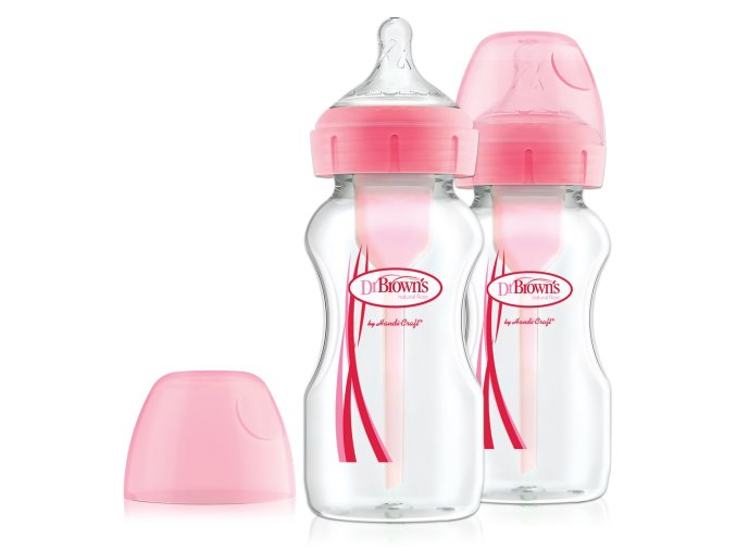 Dr.Browns WB92601 Láhev se širokým hrdlem 270 ml PP OPTIONS PLUS 2 PAK růžová