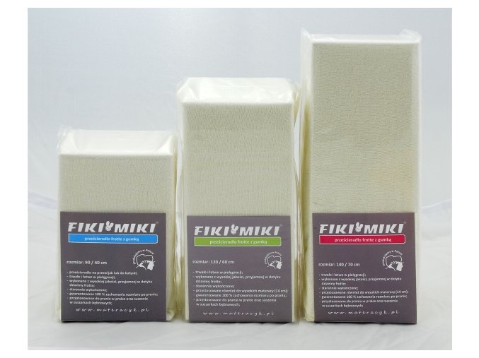 FIKI MIKI Froté prostěradlo s gumou 140x70 Cream