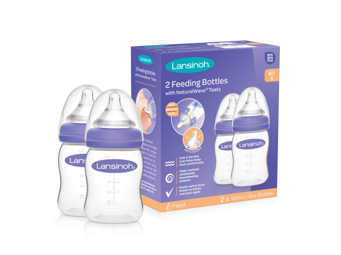 LANSINOH Láhev na krmení 2x160 ml + savička NaturalWave