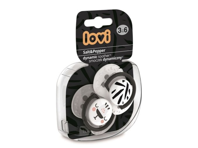 LOVI 22/878 Dynamická silikonová savička 3-6 m 2 ks. Sůl a pepř