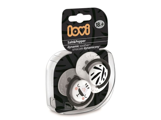 LOVI 22/880 Dynamická silikonová savička 18+ m 2 ks. Sůl a pepř