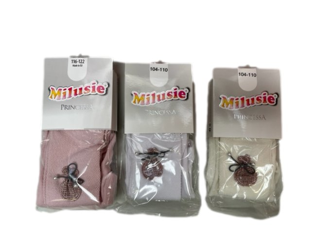 MILUSIE 1242 Bavlněné dívčí punčocháče s aplikací 92/122