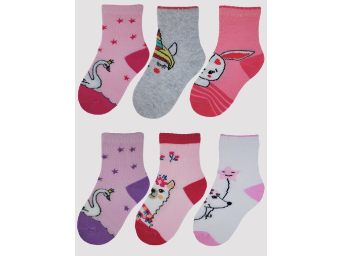 NOVITI SB010-G-01 Ponožky bavlněné vzorované cutie. picot girl 23-26