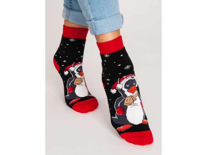 NOVITI SF012-U-02 Skarpety frotte XMAS Pingwin 27/30