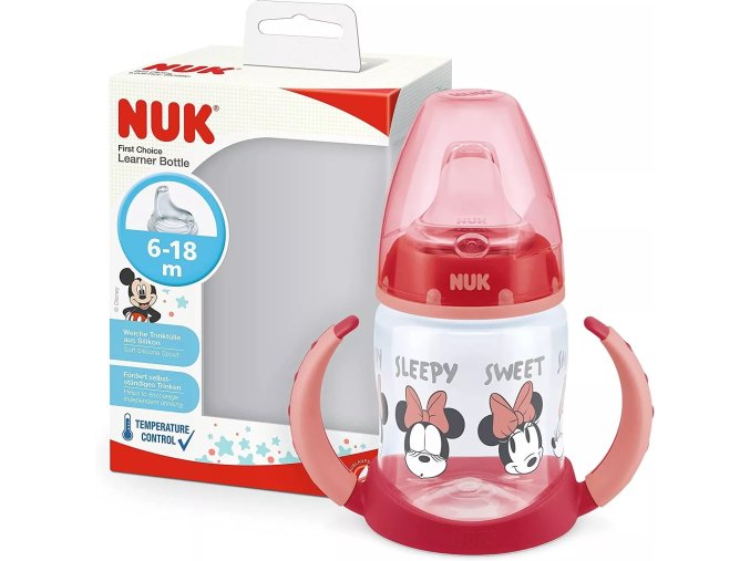NUK 743944 FC 150 ml láhev s držadly a indikátorem teploty DISNEY M Mickey Mouse mouthn.sil.niek.