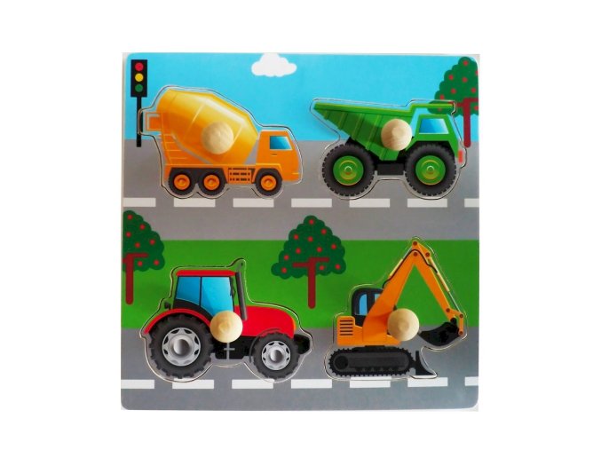 SMILY PLAY SPW83606 Dřevěné puzzle Stavební auta