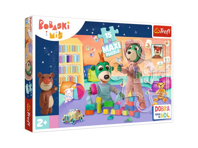 TREFL 14332 Puzzle 15 MAXI Veselý svět bobrů - Dobrou noc, Treffles na noc