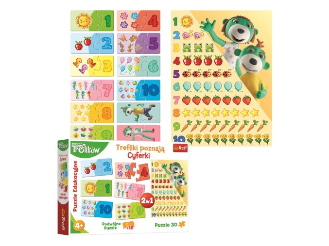 TREFL 15554 Puzzle 30 el. Vzdělávací Treflíky se učí čísla 4+
