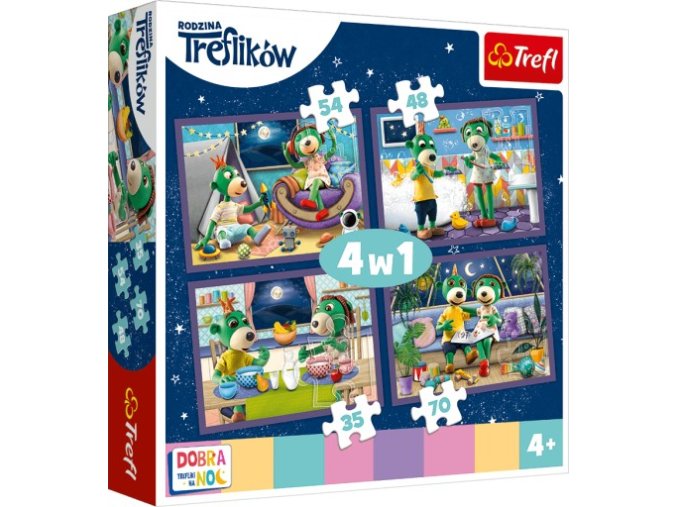 TREFL 34370 Puzzle 4w1 Wieczorne rytuały Treflików