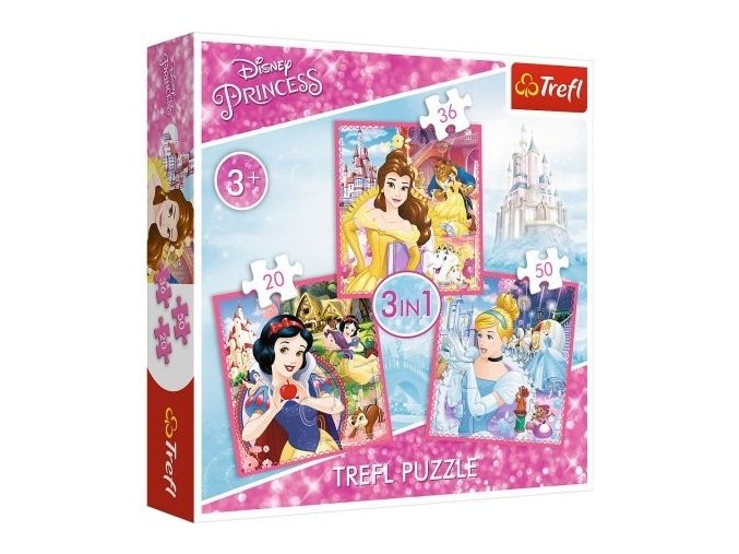 TREFL 34833 Puzzle 3v1 Kouzelný svět princezen*