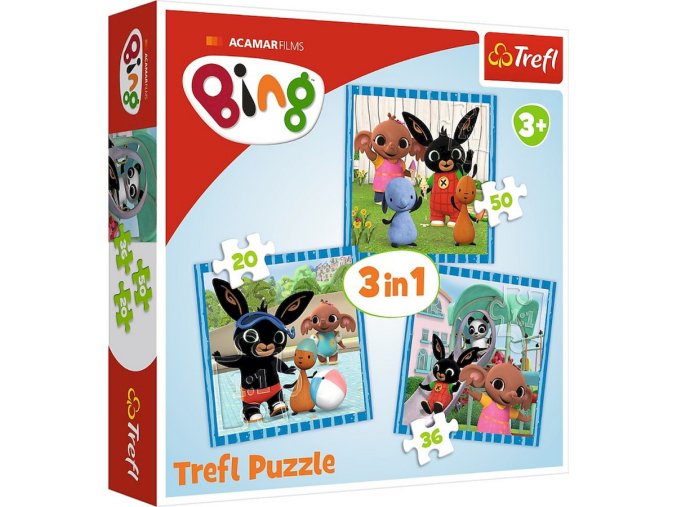 TREFL 34851 Puzzle 3w1 Zabawy z Przyjaciółmi Bing 3+