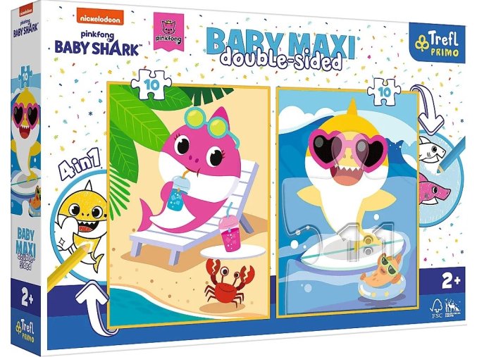 TREFL 43005 Puzzle Baby MAXI 2x10 Šťastný den žraloka