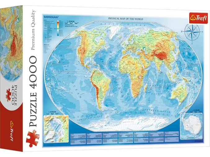 TREFL 45007 Puzzle 4000 Velká fyzická mapa světa