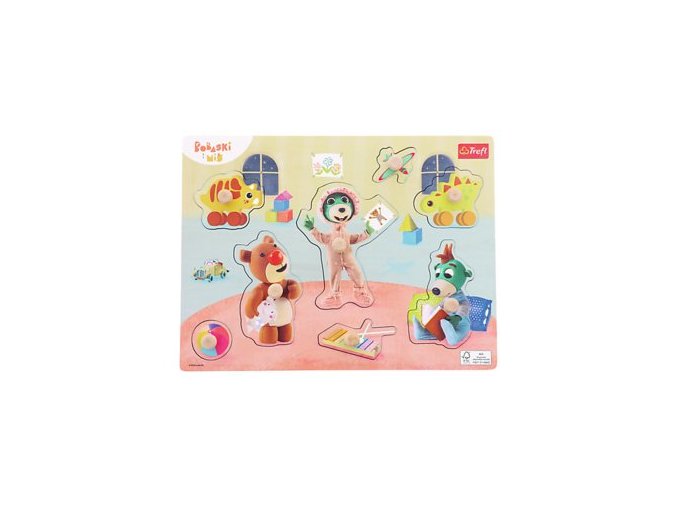 TREFL 61629 Dřevěná hračka - Puzzle střední Bobíci a medvídci