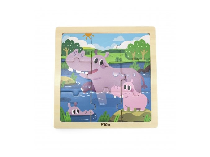 Viga 44628 Viga Drewniane Puzzle 9elem.Hipopotam