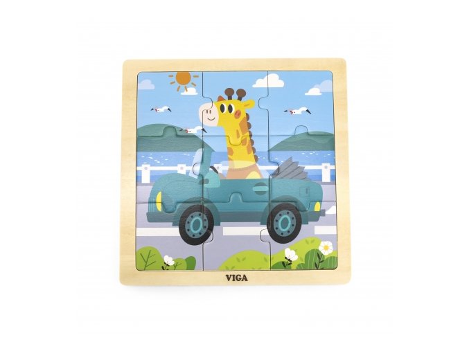 Viga 44629 Dřevěné puzzle Auto 9 prvků.