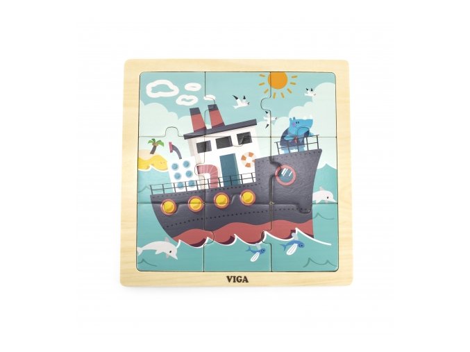 Viga 44630 Dřevěné puzzle Loď 9 prvků.
