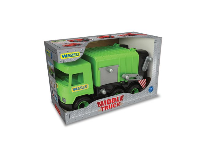 WADER 32103 Middle Truck - Zelený popelářský vůz