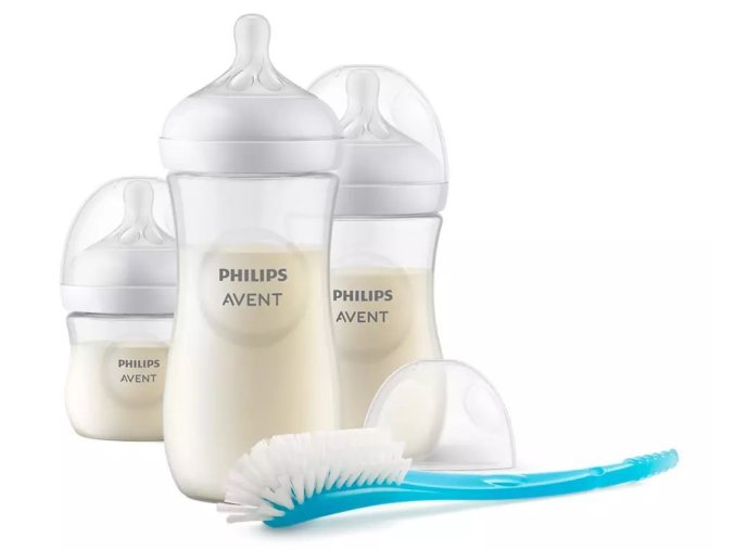 AVENT SCD837/12 Sada 3 lahví Responsive Natural + kartáč na lahve