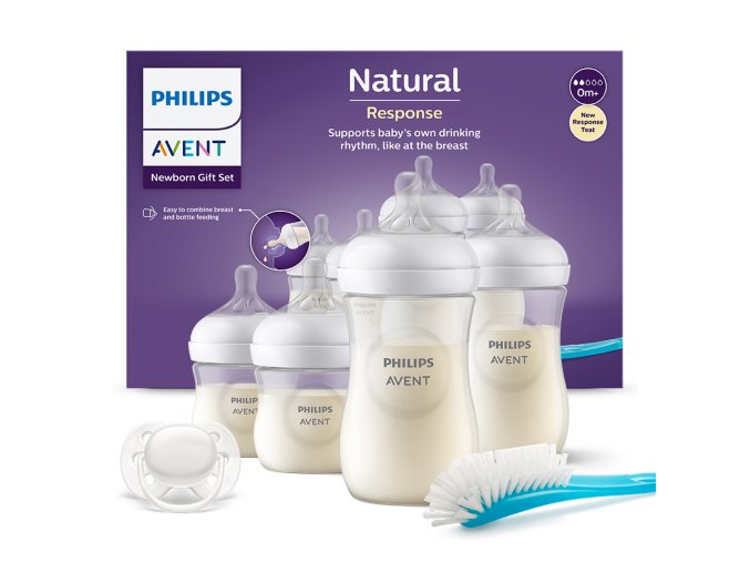 AVENT SCD838/11 Sada 4 lahví Responsive + kartáč na lahve + dudlík na lahve