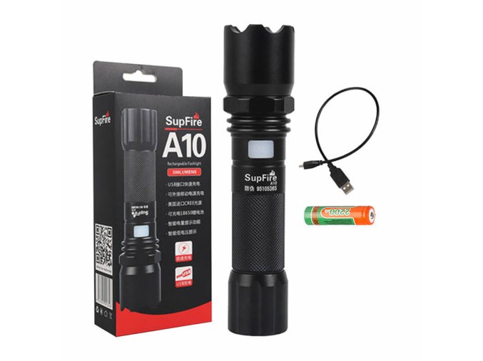 Svítilna Superfire A10, 550lm, USB